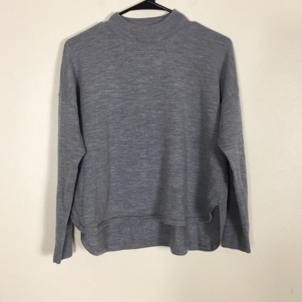 Madewell Grey 100% Merino Wool Mock Neck Sweater